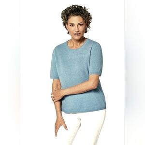 Peter Hahn Seafoam Green Short Sleeve Pure New Wool Sweater Size 38 US 12